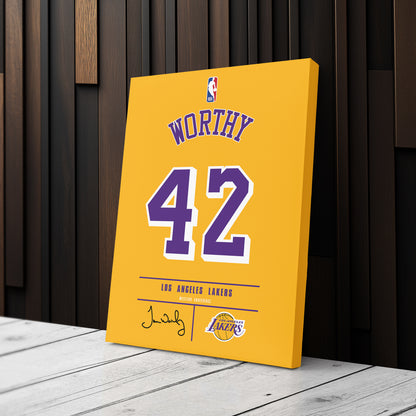 James Worthy Los Angeles Lakers Jersey Canvas Wall Art