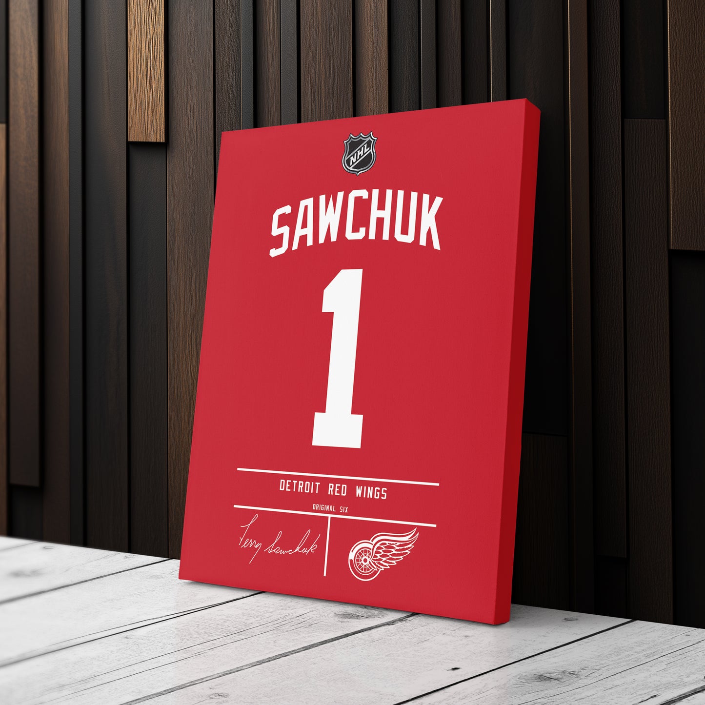 Terry Sawchuk Red Wings Jersey Canvas Print | Wall Art Decor