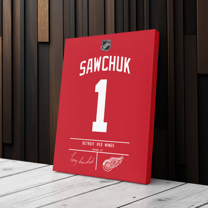 Terry Sawchuk Red Wings Jersey Canvas Print | Wall Art Decor