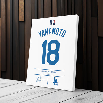 Yoshinobu Yamamoto Dodgers Jersey Canvas Print | Wall Art Decor