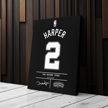 Dylan Harper San Antonio Spurs Jersey Canvas Wall Art