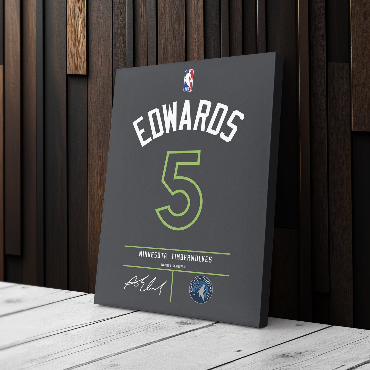 Anthony Edwards Minnesota Timberwolves Jersey Canvas Wall Art