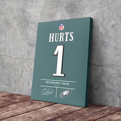 Jalen Hurts Eagles Jersey Canvas Print | Wall Art Decor