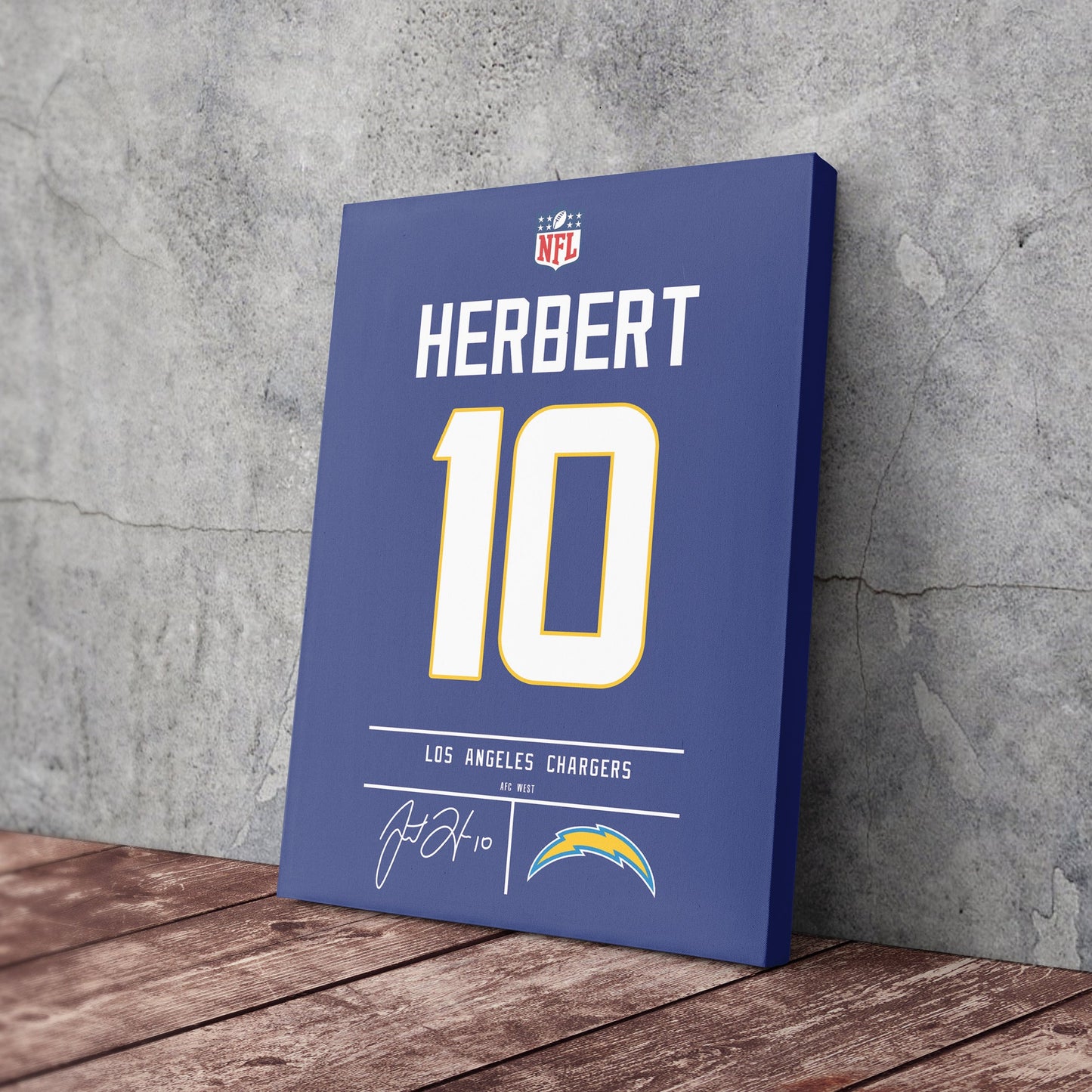 Justin Herbert Chargers Jersey Canvas Print | Wall Art Decor