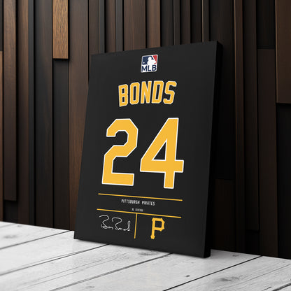 Barry Bonds Pittsburgh Pirates Black Jersey Canvas Wall Art