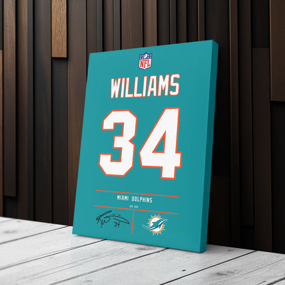 Ricky Williams Dolphins Jersey Canvas Print | Wall Art Decor