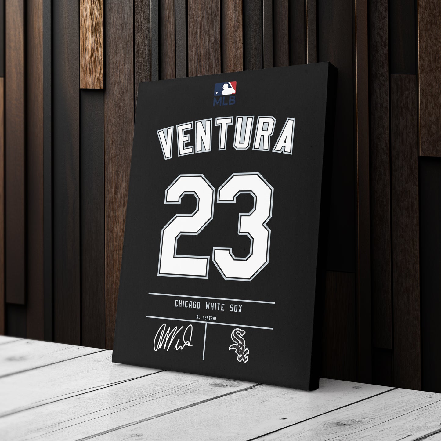 Robin Ventura Chicago White Sox Black Jersey Canvas Wall Art
