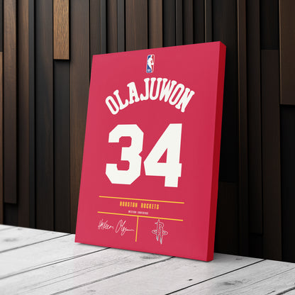 Hakeem Olajuwon Houston Rockets Jersey Canvas Wall Art