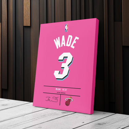 Dwyane Wade Pink Heat Jersey Canvas Print | Wall Art Decor