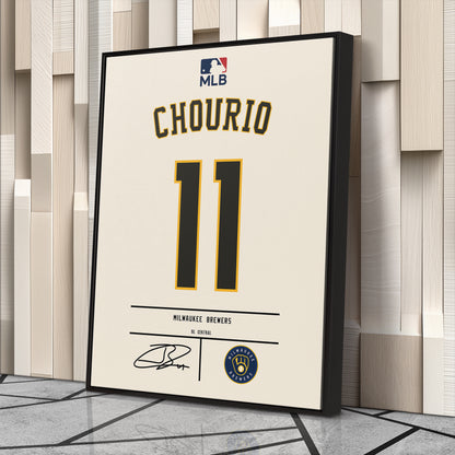 Jackson Chourio Brewers Jersey Canvas Print | Wall Art Decor