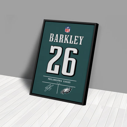 Saquon Barkley Eagles Jersey Canvas Print | Wall Art Decor