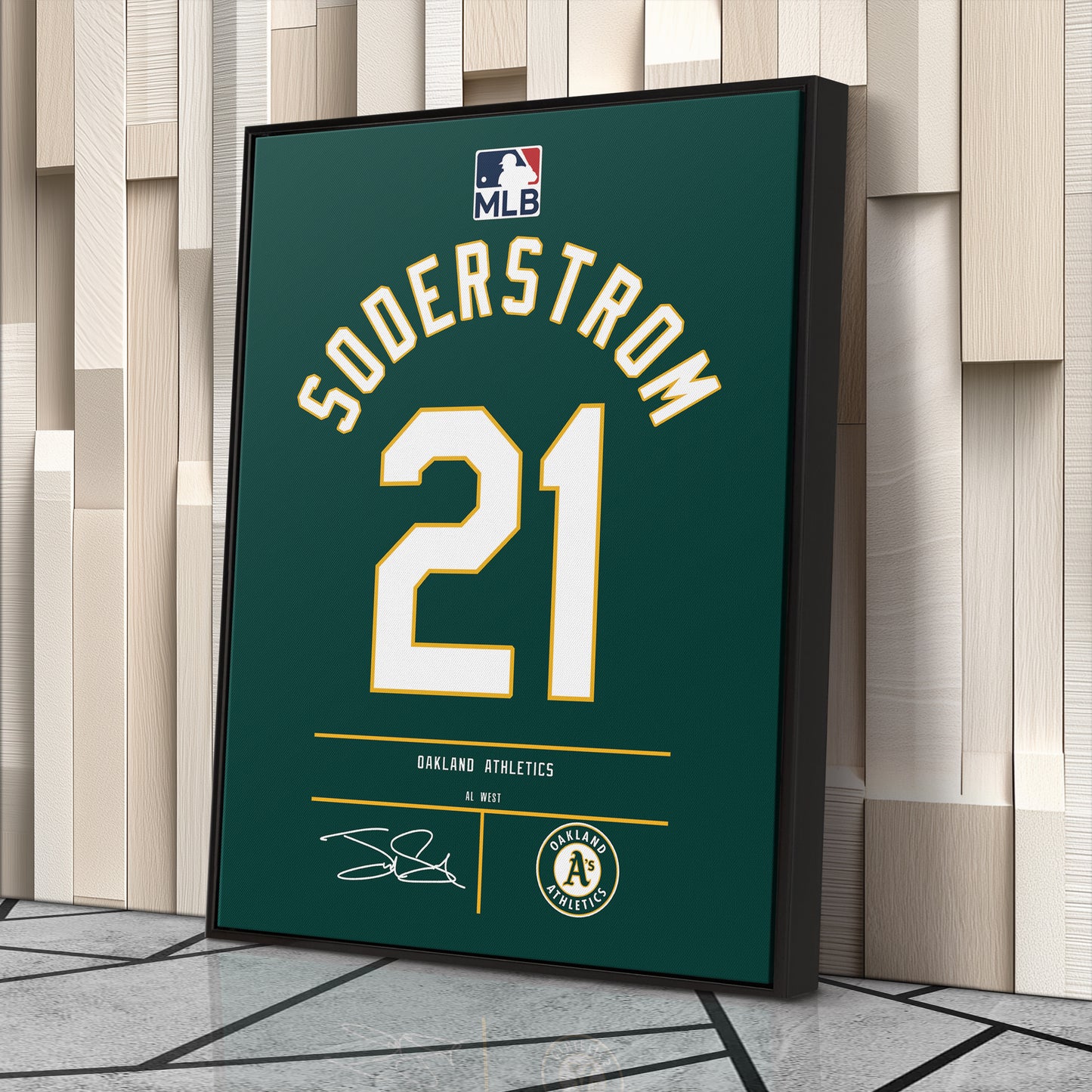 Tyler Soderstrom Oakland Athletics Green Jersey Canvas Wall Art