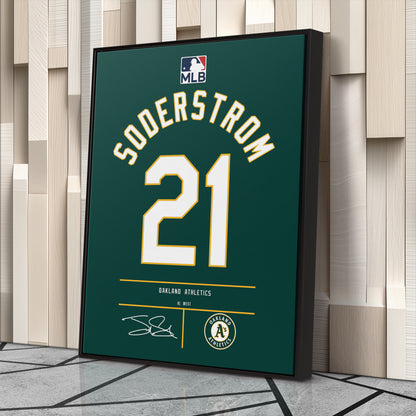 Tyler Soderstrom Oakland Athletics Green Jersey Canvas Wall Art