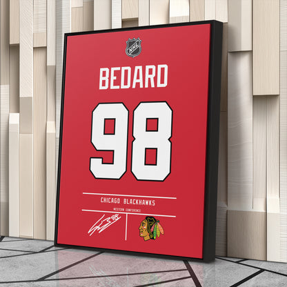 Connor Bedard Blackhawks Jersey Canvas Print | Wall Art Decor