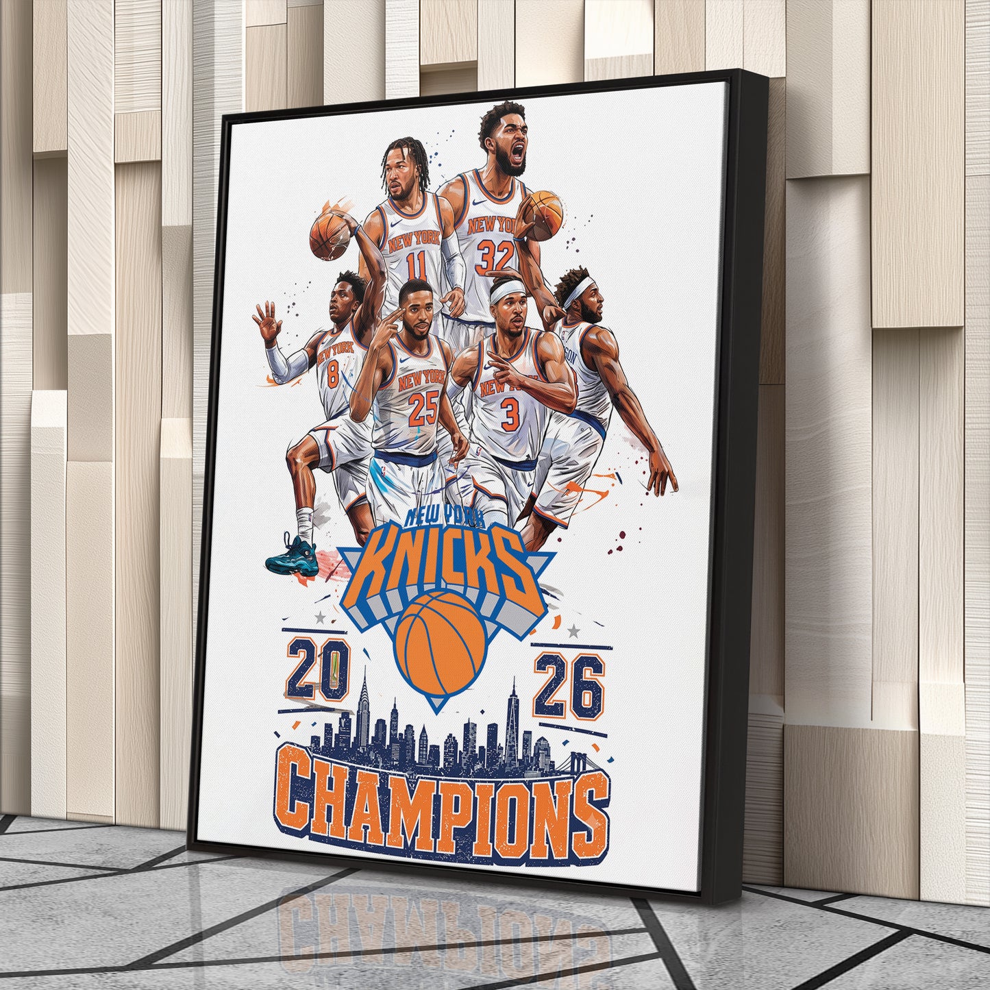 New York Knicks 2026 Champions Commemorative Canvas – Premium Framed Wall Art