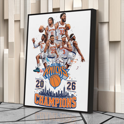 New York Knicks 2026 Champions Commemorative Canvas – Premium Framed Wall Art