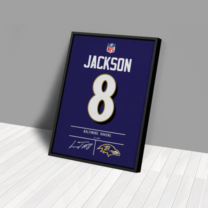 Lamar Jackson Ravens Jersey Canvas Print | Wall Art Decor