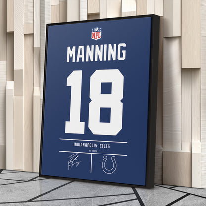Peyton Manning Colts Jersey Canvas Print | Wall Art Decor