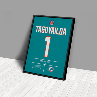 Tua Tagovailoa Dolphins Jersey Canvas Print | Wall Art Decor