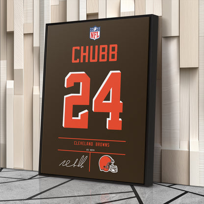 Nick Chubb Browns Jersey Canvas Print | Wall Art Decor