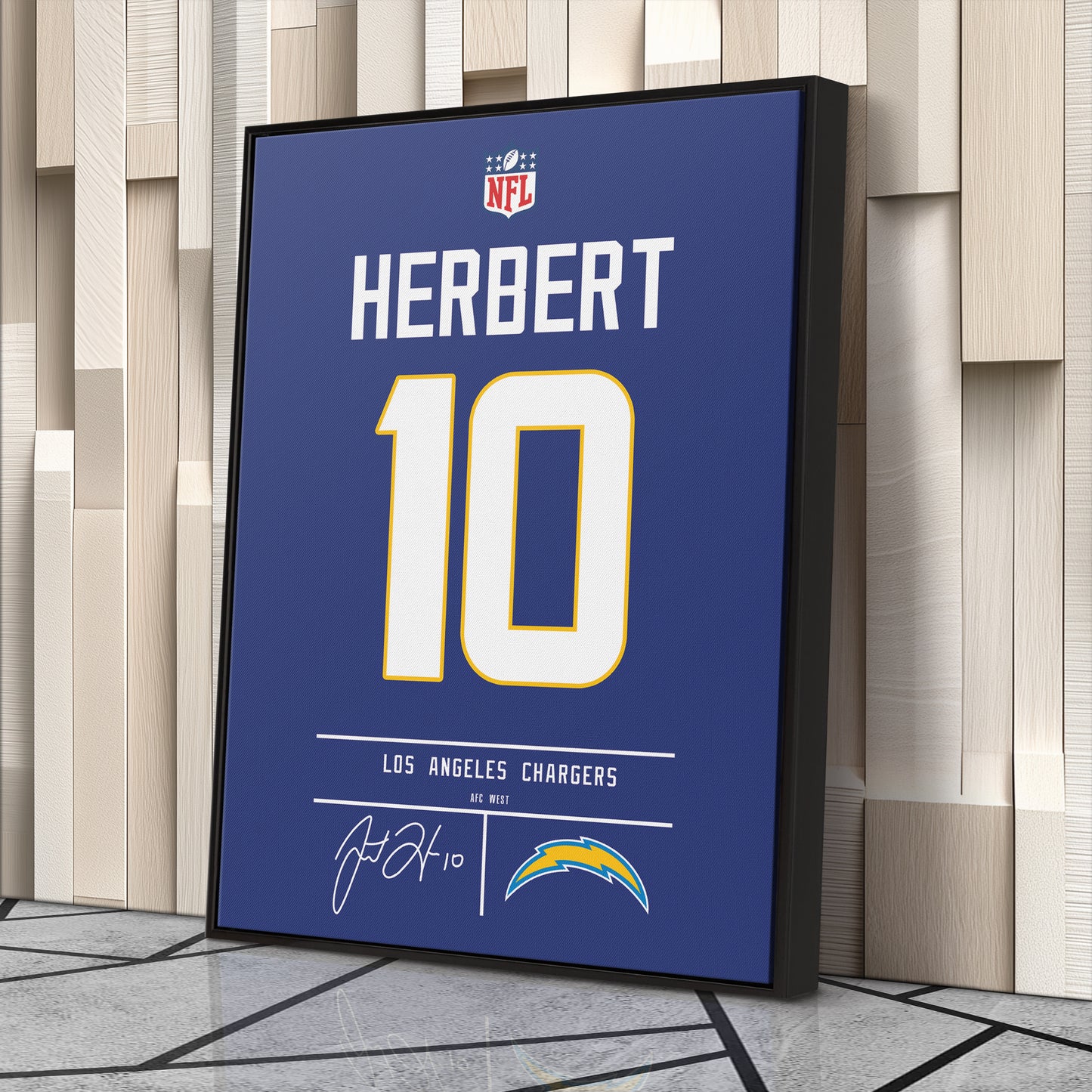 Justin Herbert Chargers Jersey Canvas Print | Wall Art Decor