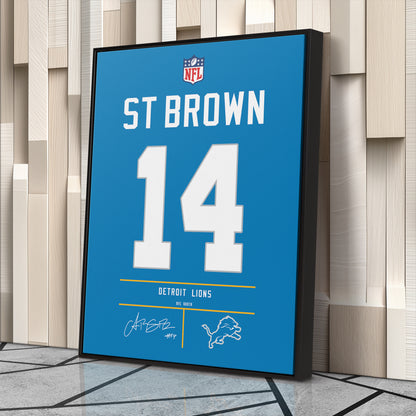 Amon-Ra St. Brown Lions Jersey Canvas Print | Wall Art Decor