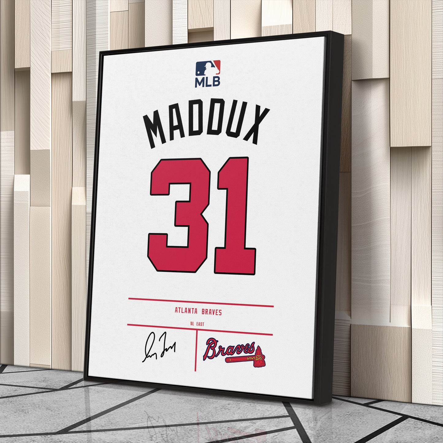 Greg Maddux Atlanta Braves Jersey Canvas Wall Art