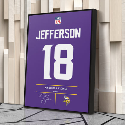 Justin Jefferson Vikings Jersey Canvas Print | Wall Art Decor