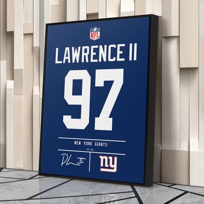 Dexter Lawrence New York Giants Jersey Canvas Wall Art