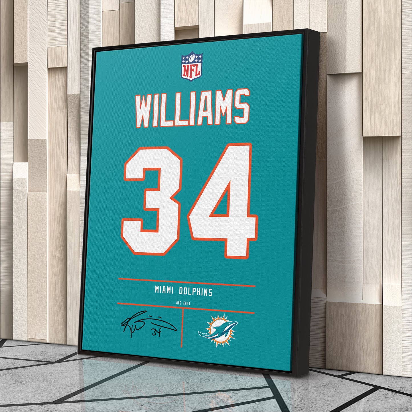 Ricky Williams Dolphins Jersey Canvas Print | Wall Art Decor