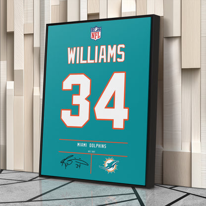 Ricky Williams Dolphins Jersey Canvas Print | Wall Art Decor