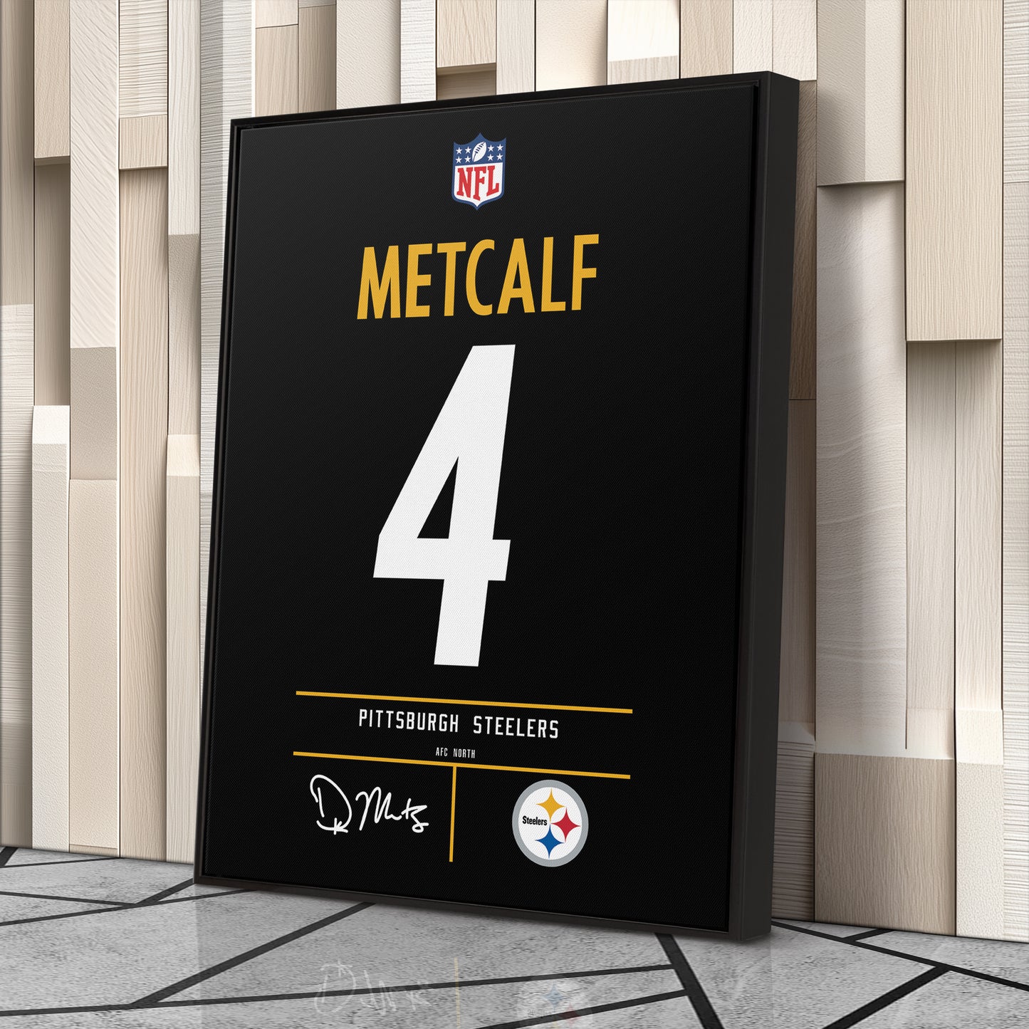 DK Metcalf Pittsburgh Steelers Jersey Canvas Wall Art
