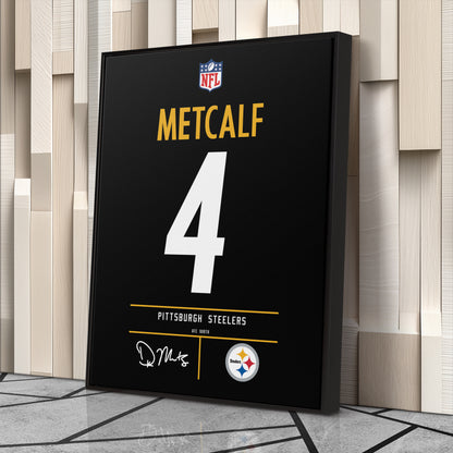 DK Metcalf Pittsburgh Steelers Jersey Canvas Wall Art