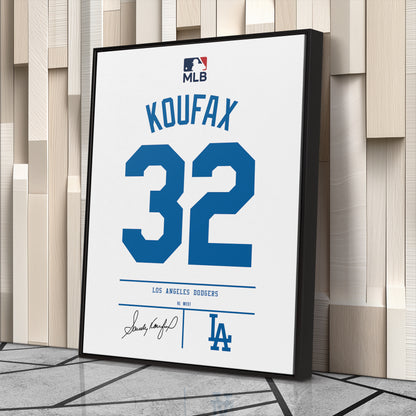 Sandy Koufax Los Angeles Dodgers Jersey Canvas Wall Art