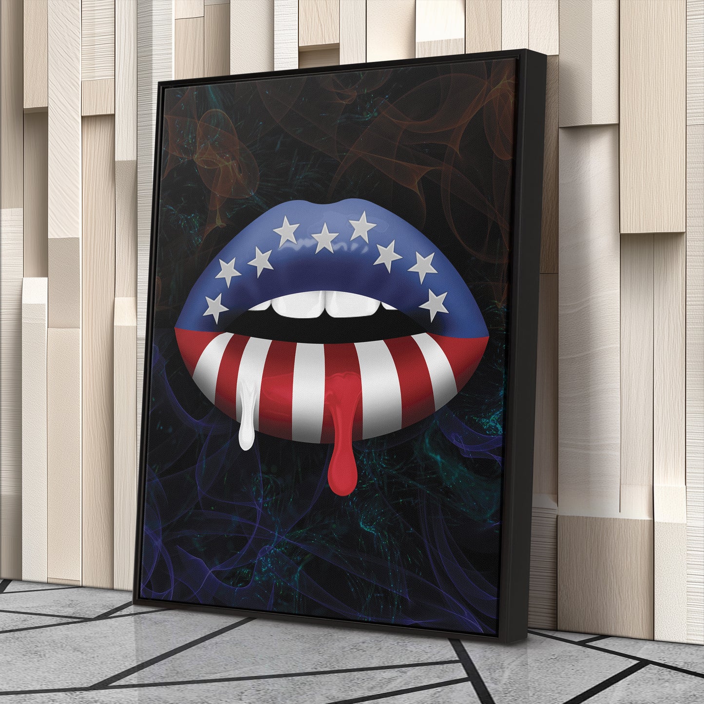 Lips American Flag Canvas Print | Patriotic Wall Art Decor