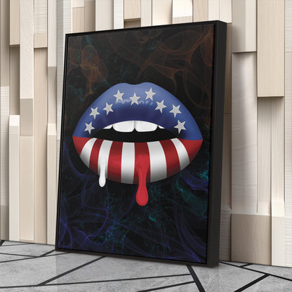 Lips American Flag Canvas Print | Patriotic Wall Art Decor