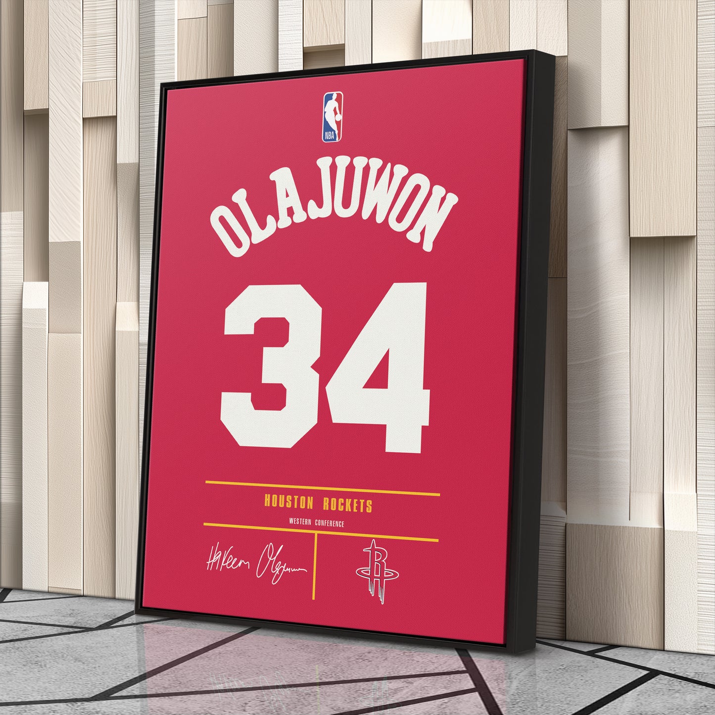 Hakeem Olajuwon Houston Rockets Jersey Canvas Wall Art