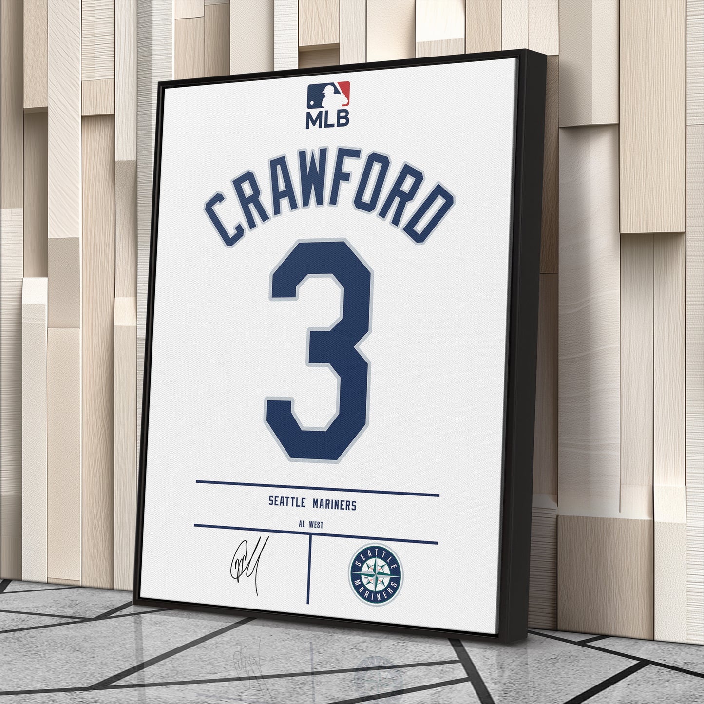 JP Crawford Seattle Mariners Jersey Canvas Wall Art