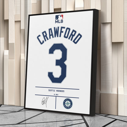JP Crawford Seattle Mariners Jersey Canvas Wall Art