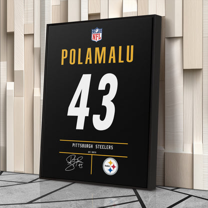 Troy Polamalu Steelers Jersey Canvas Print | Wall Art Decor
