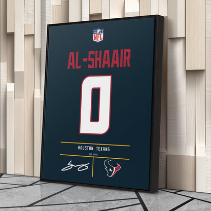 Azeez Al-Shaair Houston Texans Jersey Canvas Wall Art