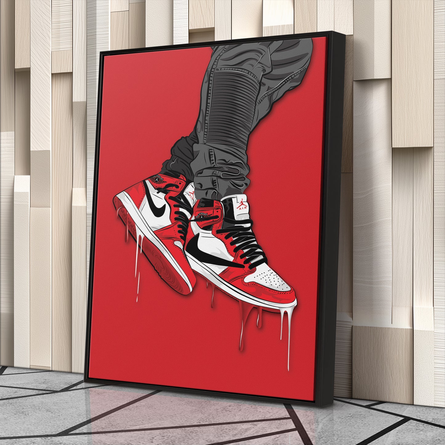 Air Jordan 1 Mid Classic Canvas Print | Sneakerhead Wall Art