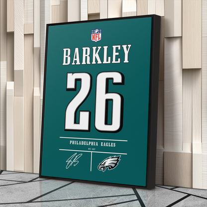Saquon Barkley Eagles Jersey Canvas Print | Wall Art Decor