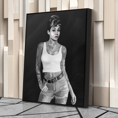 Audrey Hepburn Tattoo Canvas Print | Iconic Hollywood Wall Art