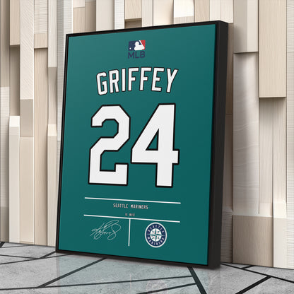 Ken Griffey Jr. Mariners Seal Jersey Canvas Print | Wall Art Decor