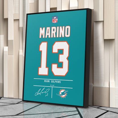 Dan Marino Dolphins Jersey Canvas Print | Wall Art Decor