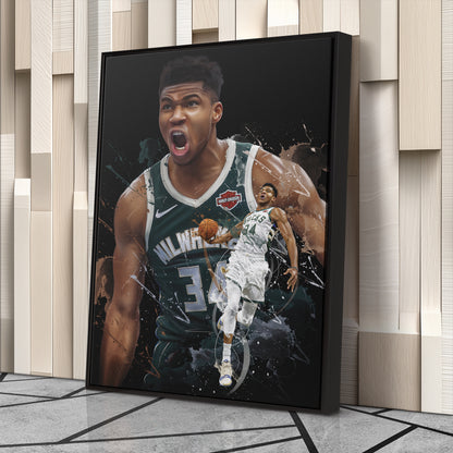 Giannis Antetokounmpo Bucks Canvas Print | Milwaukee Basketball Wall Art