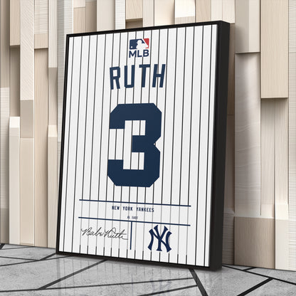 Babe Ruth Yankees Jersey Canvas Print | Wall Art Decor