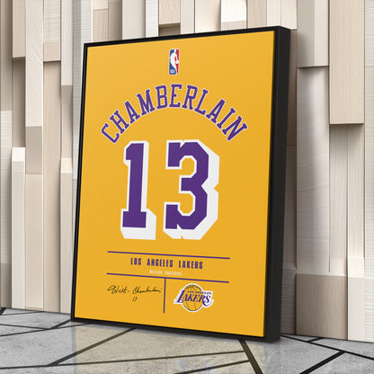 Wilt Chamberlain Los Angeles Lakers Jersey Canvas Wall Art