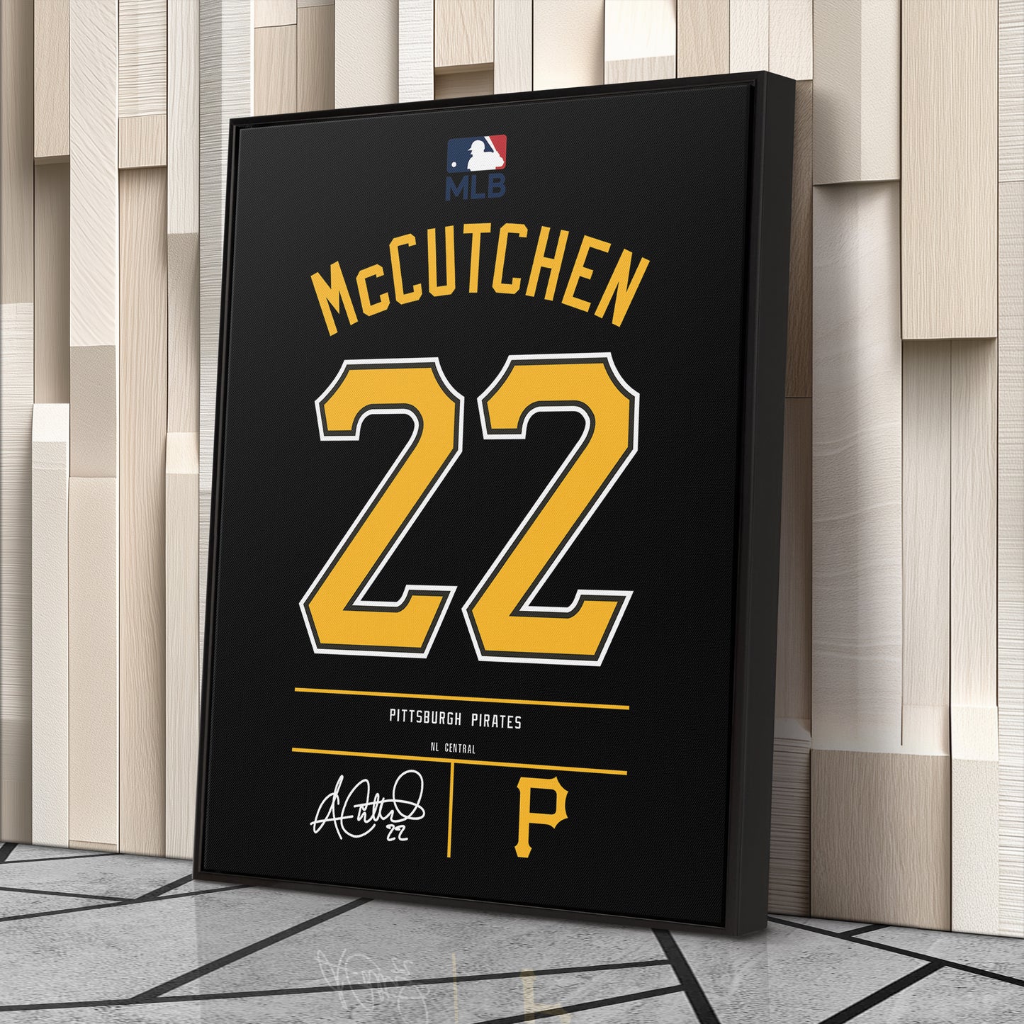 Andrew McCutchen Pittsburgh Pirates Black Jersey Canvas Wall Art